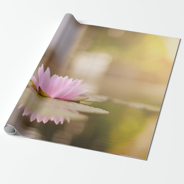 Stylish Lotus Flower Landscape, Zen Wrapping Paper (Unrolled)