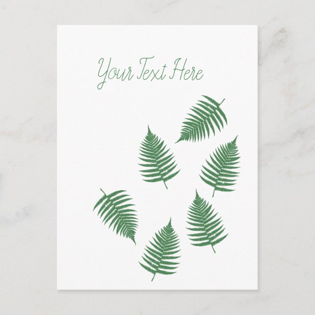 Stylish Lucky Green Fern Vertical Postcard (Front)