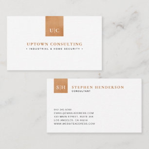 Stylish Luxury Faux Copper Foil & White Business Card