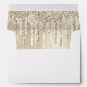 stylish luxury gold dripping glitters wedding envelope