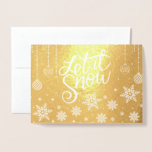 Stylish Luxury Gold Let It Snow Christmas Foil Card