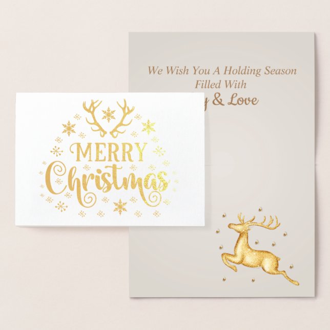 Stylish Luxury Golden Reindeer Christmas Foil Card (Display)