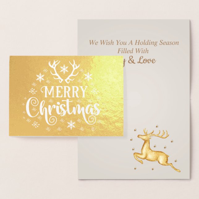Stylish Luxury Golden Reindeer Christmas Foil Card (Display)