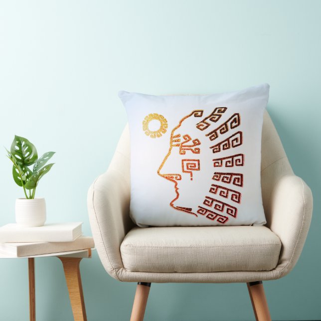 Stylish Machu Picchu Art on Light Blue Cushion (Chair)