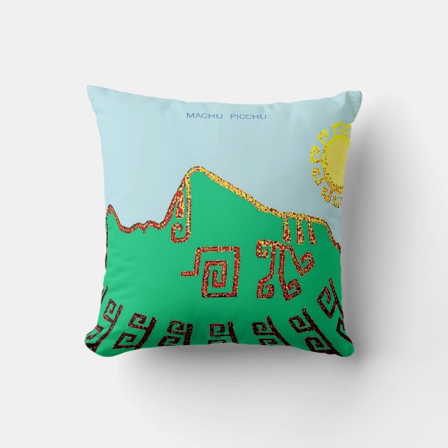 Stylish Machu Picchu Drawing Cushion (Front)