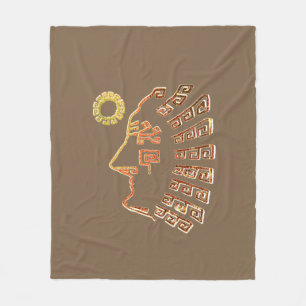 Stylish Machu Picchu Drawing on Beige Brown Fleece Blanket