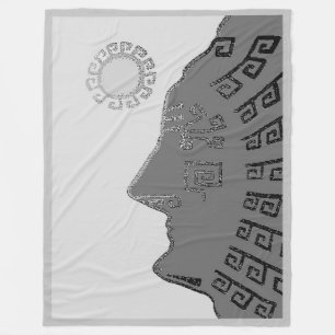 Stylish Machu Picchu Drawing on Silver Grey Fleece Blanket