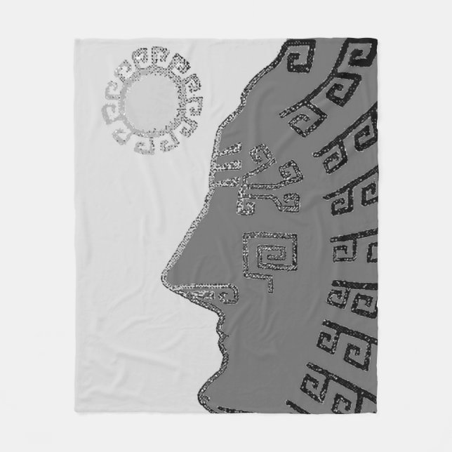 Stylish Machu Picchu Drawing on Silver Grey Fleece Blanket (Front)