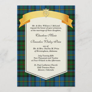Stylish MacLeod Tartan Plaid Custom Wedding Invitation