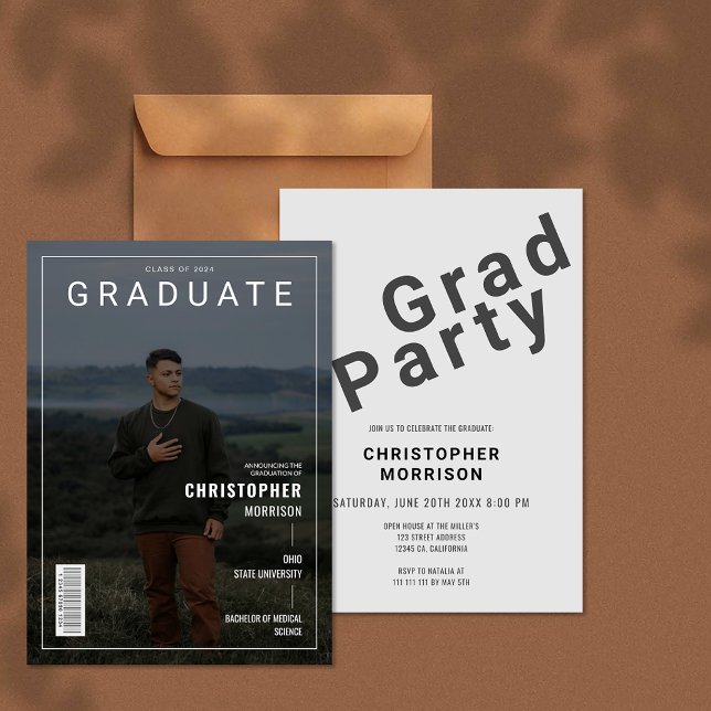 Stylish Magazine Cover Photo Graduate Invitation (Stylish Magazine Cover Photo Graduate Invitation)