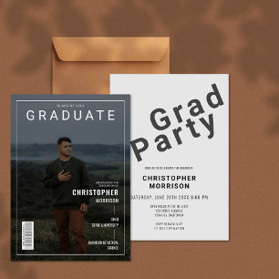 Stylish Magazine Cover Photo Graduate Invitation