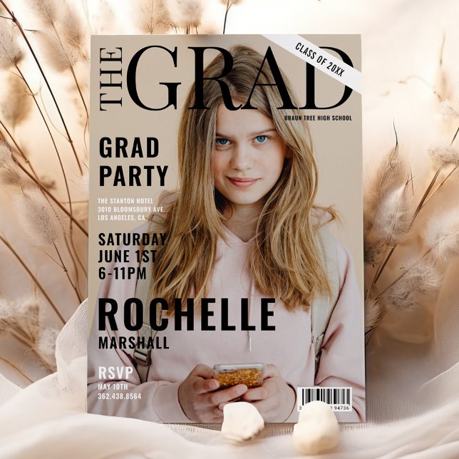 Stylish Magazine Cover Photo Graduation Party Invitation (Creator Uploaded)