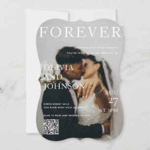 Stylish Magazine Style Qr Code Wedding Invitation