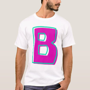 Stylish Magenta and Teal Letter B T-Shirt