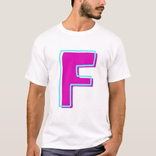 Stylish Magenta and Teal Letter F T-Shirt