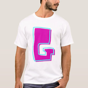 Stylish Magenta and Teal Letter G T-Shirt