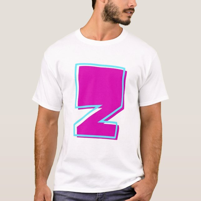 Stylish Magenta and Teal Letter Z T-Shirt (Front)