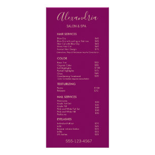 Stylish Magenta Burgundy Salon Service Menu