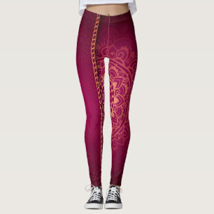 Stylish Magenta Gold Leggings