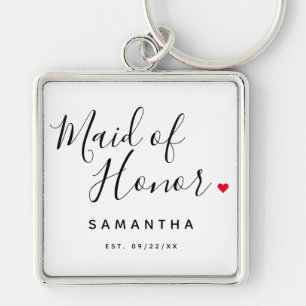 Stylish Maid Of Honour Wedding Key Ring