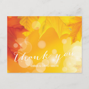 Stylish Maple Leaves Autumn Wedding Thank You Postcard