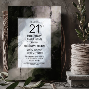 Stylish Marble 21st Birthday Party Invitation
