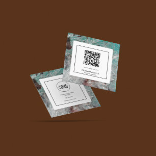 Stylish Marble Abstract Modern Grunge Mint Square Business Card