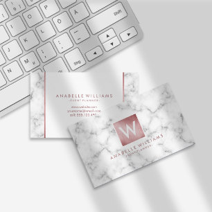 Stylish Marble and Rose Gold Printed Texture Business Card