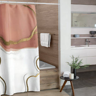 Stylish Marble Blush Pink Gold Agate Shower Curtai Curtain