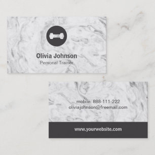 Stylish Marble Dumbbell Weights Fitness Instructor Business Card