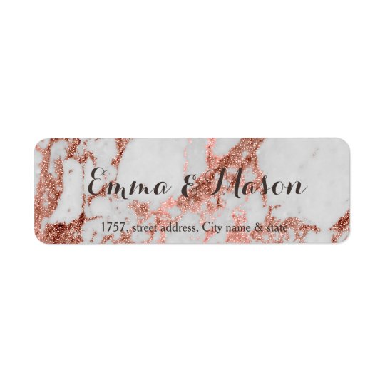 Stylish marble faux rose gold wedding collection return address label