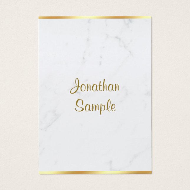 Stylish Marble Gold Typography Script Name Luxury (Front)