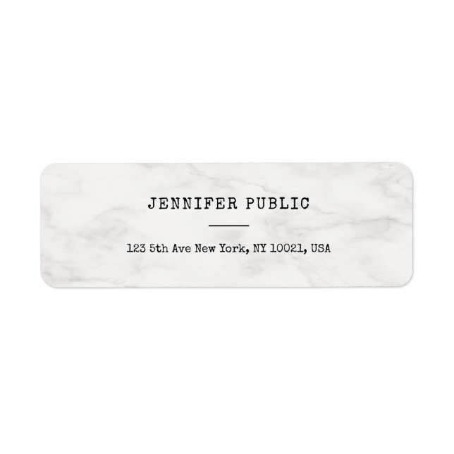 Stylish Marble Modern Simple Personalised Template Return Address Label (Front)