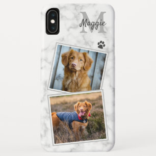 Stylish Marble Monogram Initial Dog Pet Photo iPhone XS Max Case