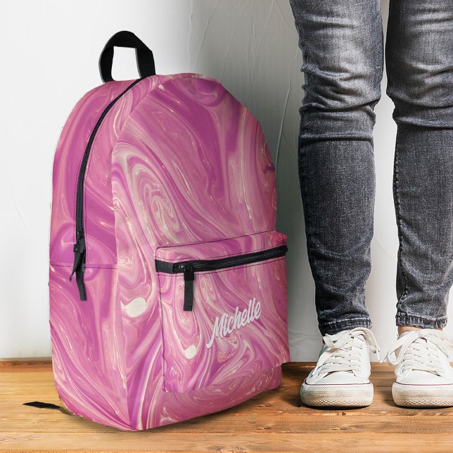 Stylish Marble Pink Liquid Back To School Modern  Printed Backpack (Stylish Marble Pink Liquid Back To School Modern Printed Backpack
)