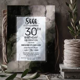 Stylish Marble Surprise 30th Birthday Party Invitation