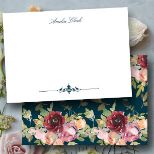 Stylish Maroon and Teal Floral Card