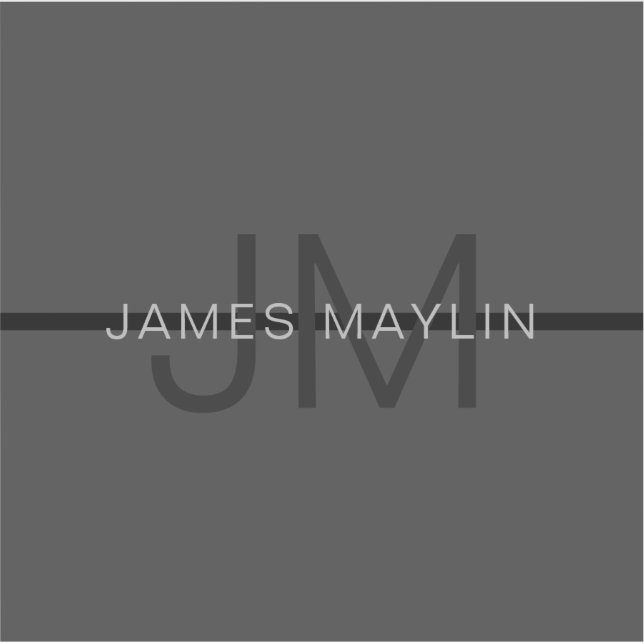 Stylish Masculine Dark Grey Name & Monogram  (Front)