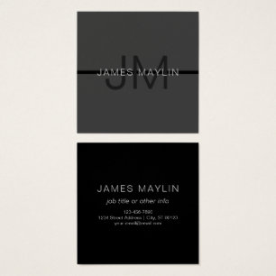 Stylish Masculine Dark Grey Name & Monogram 
