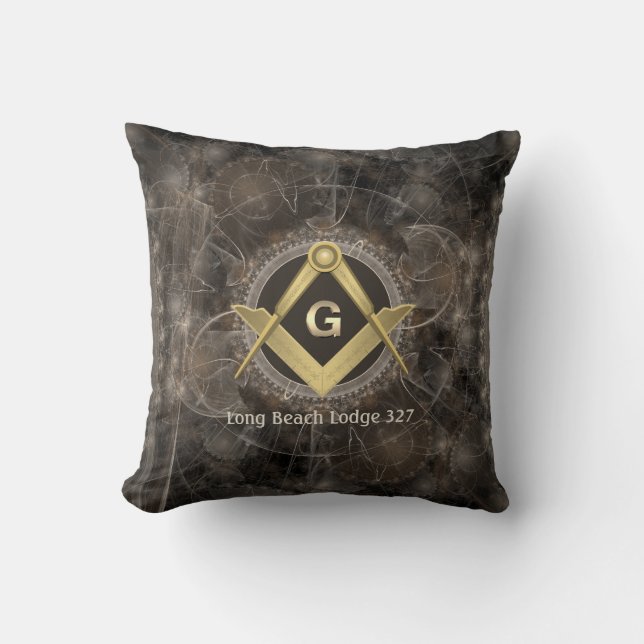 Stylish Masonic Monogrammed Throw Pillow (Front)