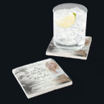 Stylish Memorial Before & After Photo Keepsake Stone Coaster<br><div class="desc">A memorial 'In loving memory' keepsake coaster, featuring 2 photographs of your family member or friend, (one when they were younger and the other when they were older), an elegant template with the heading 'In loving memory' their name or relation in handwritten calligraphy script font and their dates. Perfect sympathy...</div>