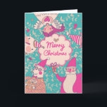 Stylish Merry Christmas Card<br><div class="desc">Stylish Merry Christmas card in bright colours. Cute Santa Claus,  Funny Bear in glasses,  sweet Snowman,  lovely Angel and nice Owl in cartoon childish holiday card © and ® Bigstock® - All Rights Reserved.</div>