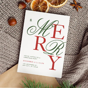 Stylish Merry Typography Festive Christmas Party  Invitation