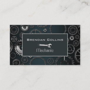 Stylish Metal Gears Spanner Mechanics Business Card