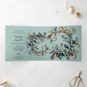 Stylish Metallic Floral Sweet 16 Party Invitation