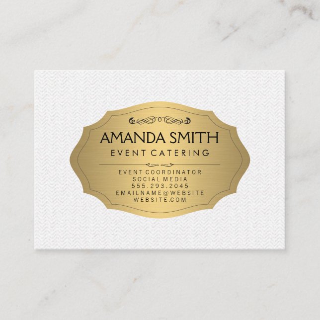 Stylish Metallic Gold with Subtle Wavy Pattern Business Card (Front)