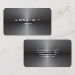 Stylish Metallic Grey Stylish Modern Minimalist Business Card