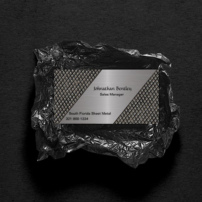 Stylish Metallic Look Brushed Aluminium Business Card (Creator Uploaded)
