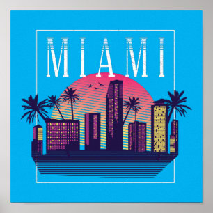 Stylish Miami Florida Retro City Logo Poster