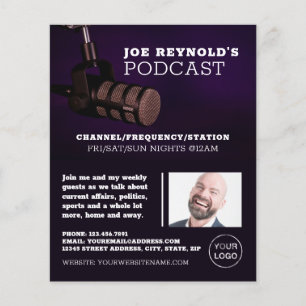 Stylish Microphone, Podcaster, Podcast Advertising Flyer